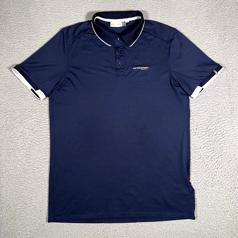 KJUS‎ Shirt Mens Medium 50 Blue Steve Polo UPF Performance Golf Polo Casual Logo